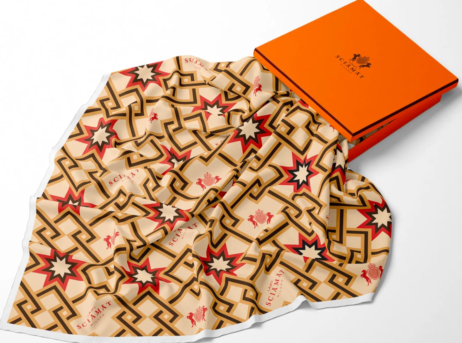 Lady Sciamat silk scarf with its gift box